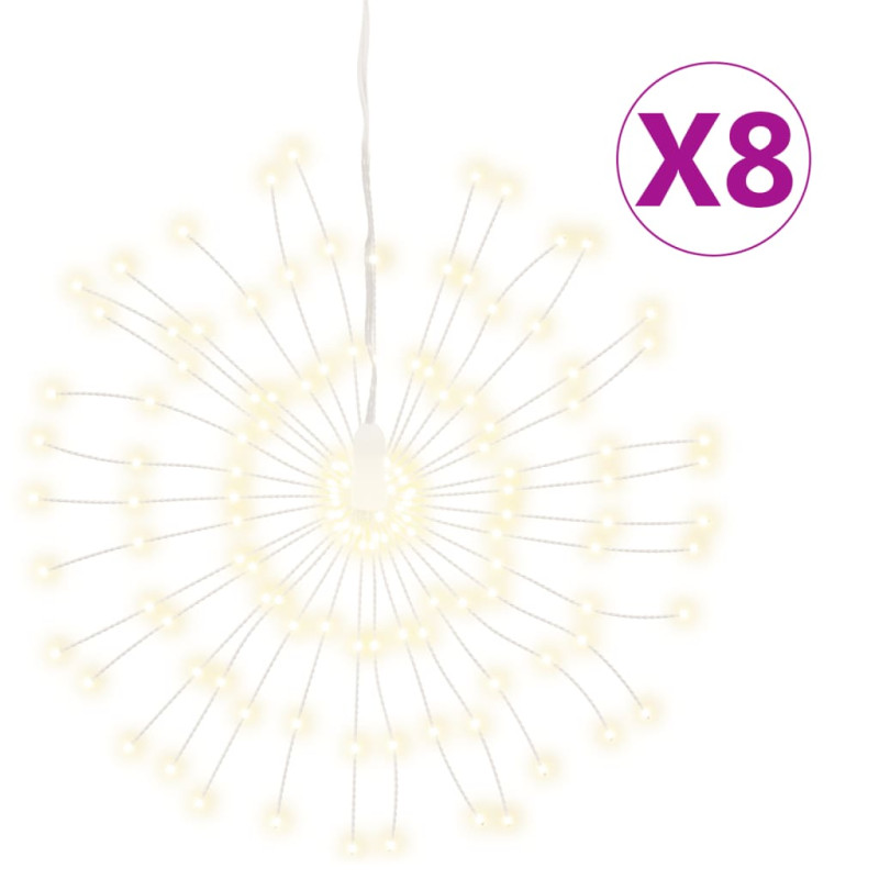 Étoile rayonnante de Noël 140 LED 8 pcs blanc chaud 17 cm