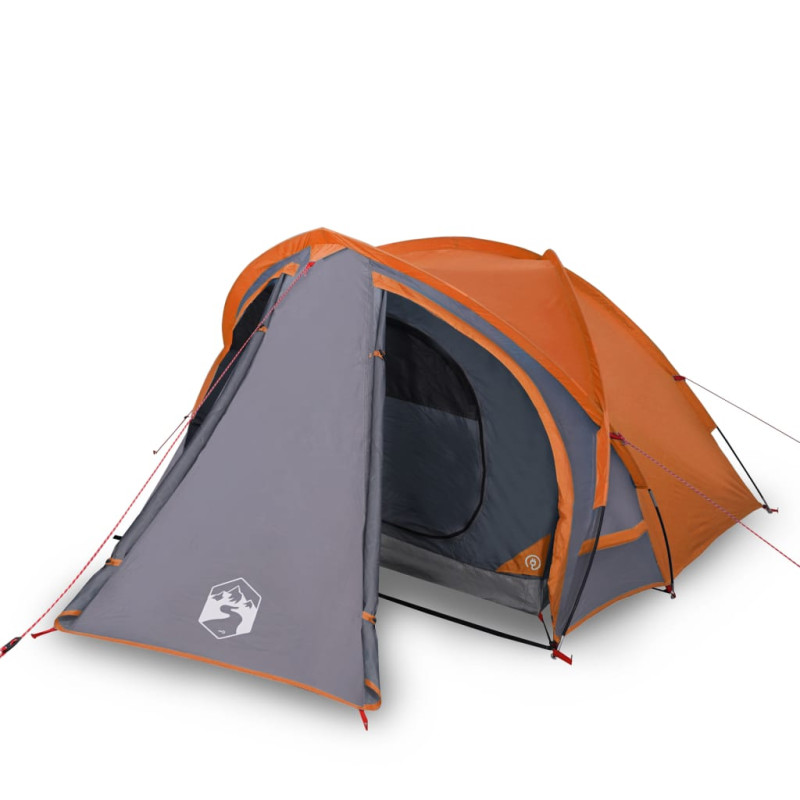 Tente de camping à dôme 2 personnes gris et orange imperméable