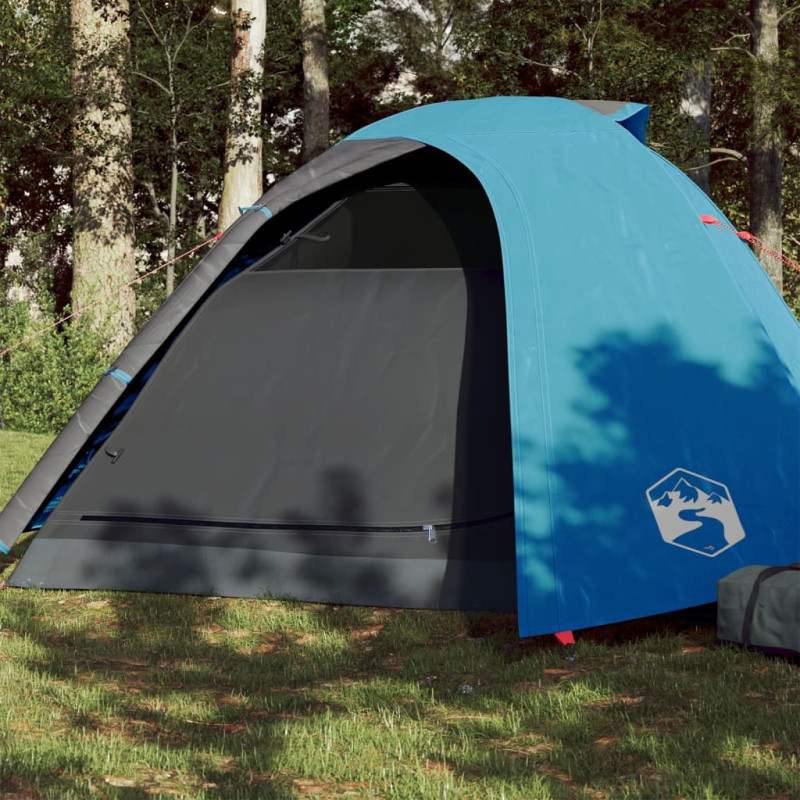 Tente de camping à dôme 4 personnes bleu imperméable