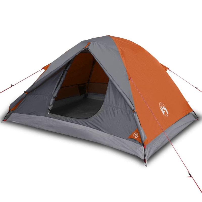 Tente de camping à dôme 3 personnes orange imperméable