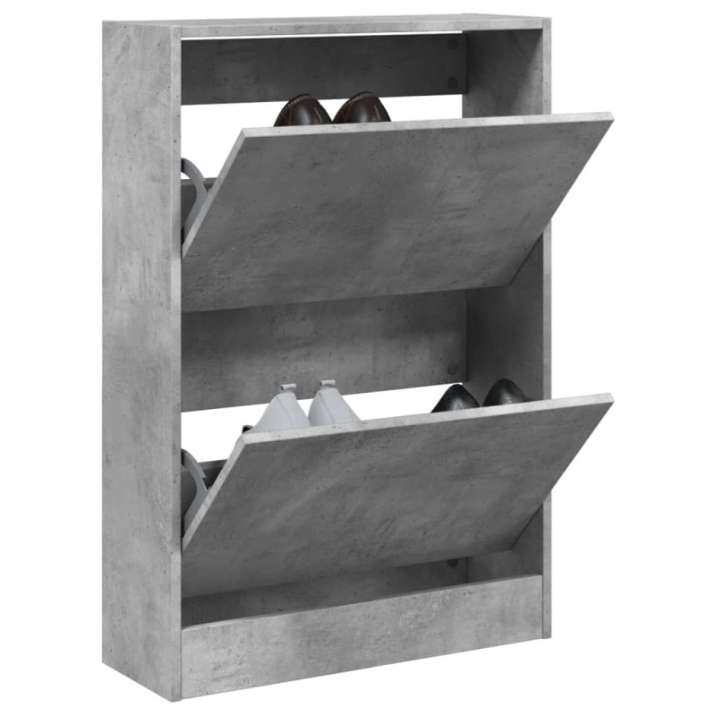 Armoire à chaussures gris béton 60x21x87,5 cm bois d ingénierie