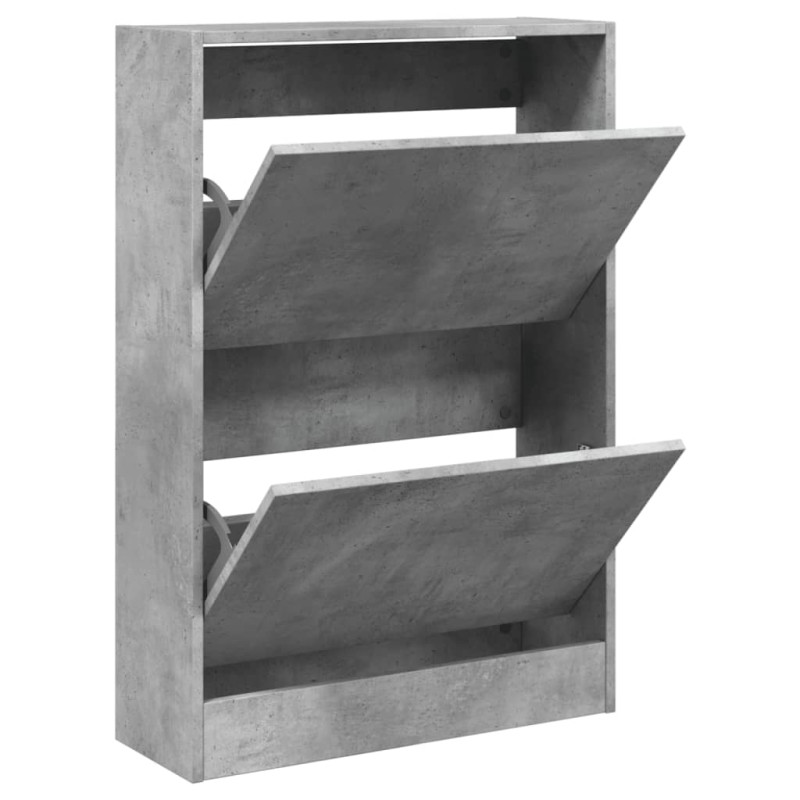 Armoire à chaussures gris béton 60x21x87,5 cm bois d ingénierie