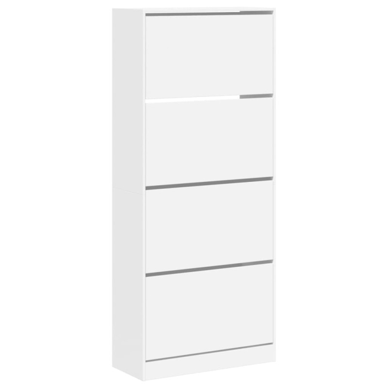 Armoire à chaussures 4 tiroirs rabattables blanc 80x34x187,5 cm