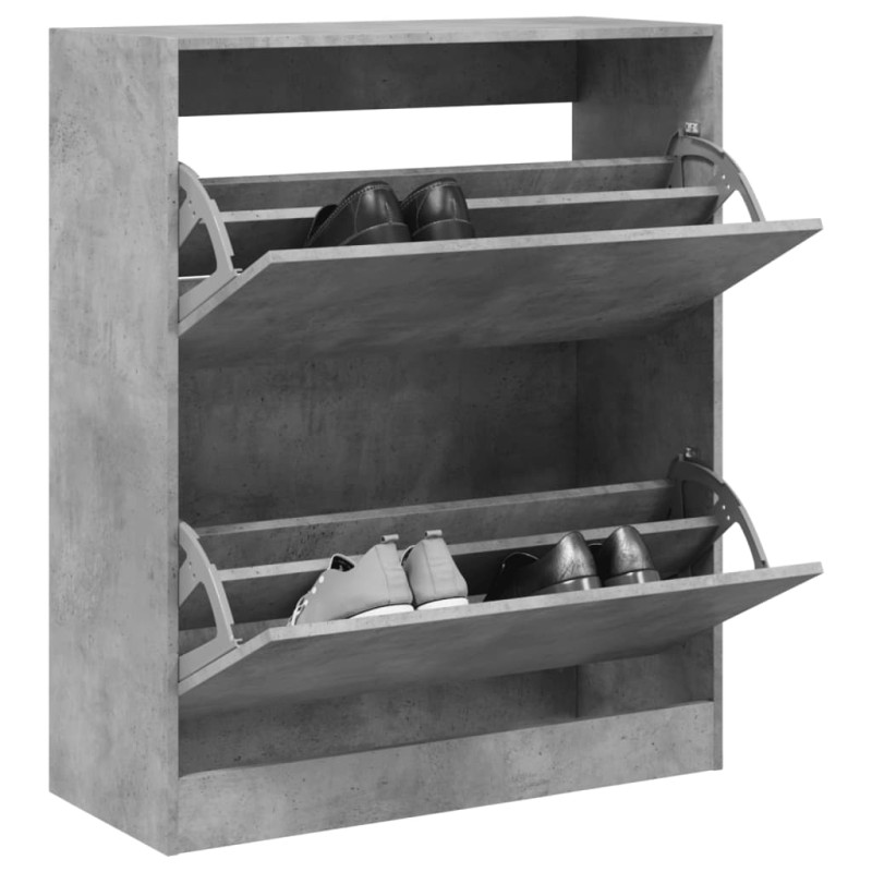 Armoire à chaussures gris béton 80x34x96,5 cm bois d ingénierie