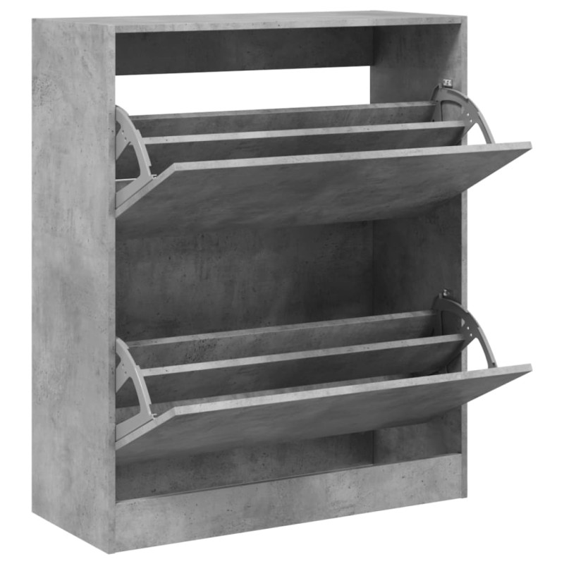 Armoire à chaussures gris béton 80x34x96,5 cm bois d ingénierie