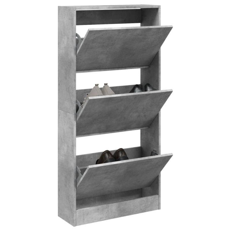 Armoire à chaussures gris béton 60x21x125,5cm bois d ingénierie