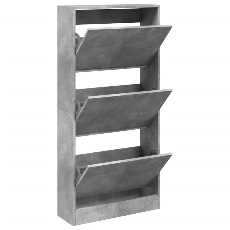 Armoire à chaussures gris béton 60x21x125,5cm bois d ingénierie