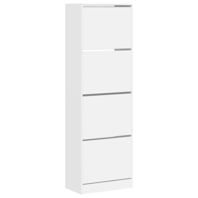 Armoire à chaussures 4 tiroirs rabattables blanc 60x34x187,5 cm