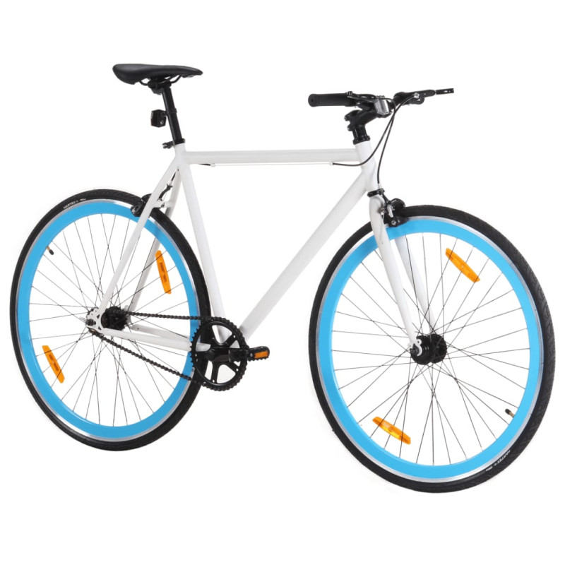 Vélo à pignon fixe blanc et bleu 700c 55 cm