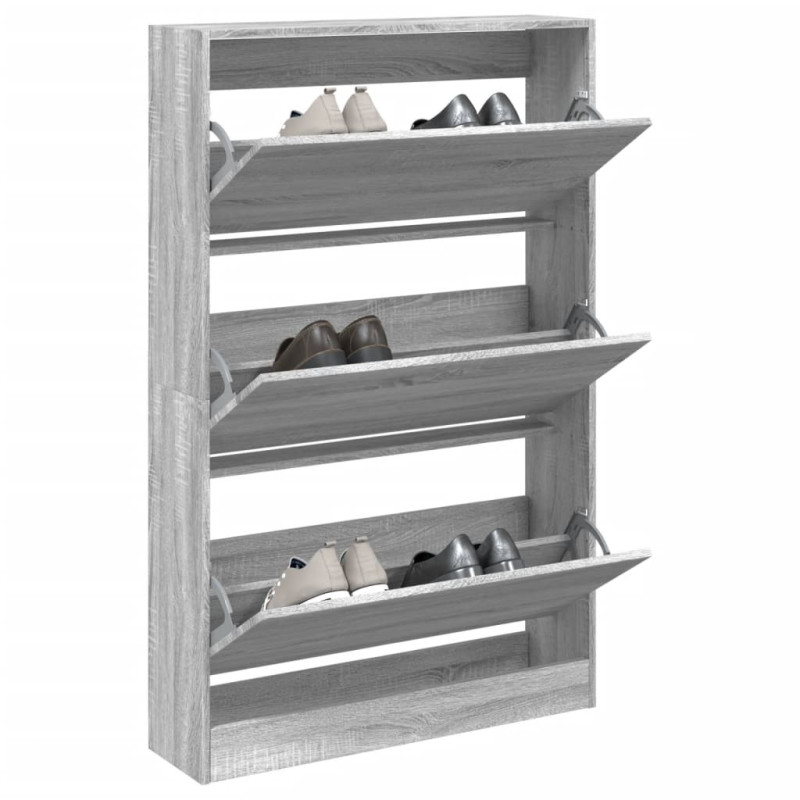 Meuble à chaussures sonoma gris 80x21x125,5cm bois d ingénierie