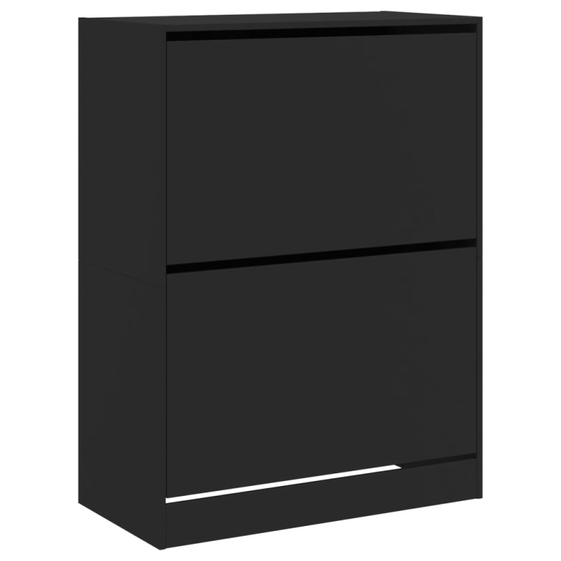 Armoire à chaussures 2 tiroirs rabattables noir 80x42x108 cm