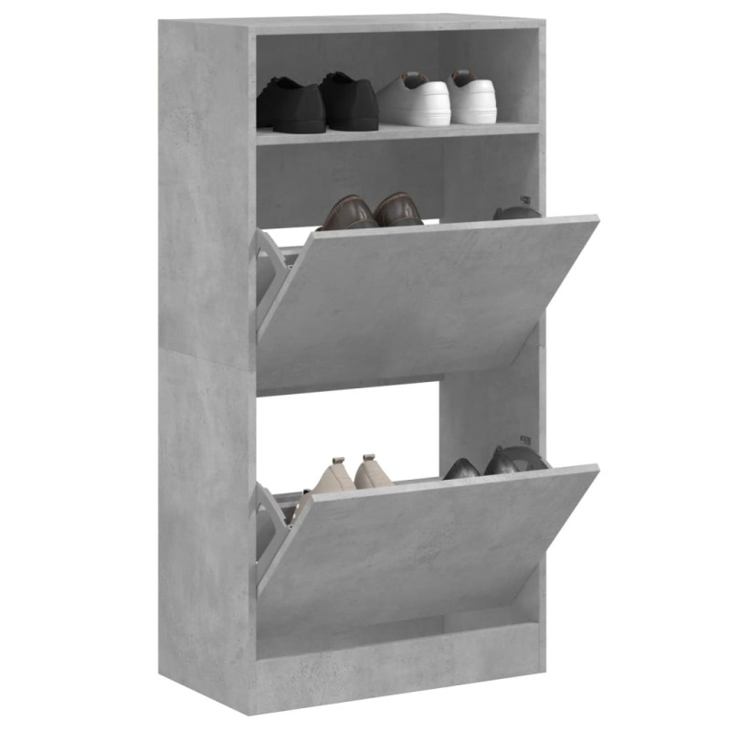 Armoire à chaussures gris béton 60x34x116 cm bois d ingénierie