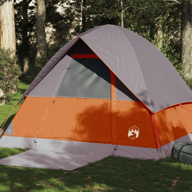 Tente de camping à dôme 4 personnes orange imperméable