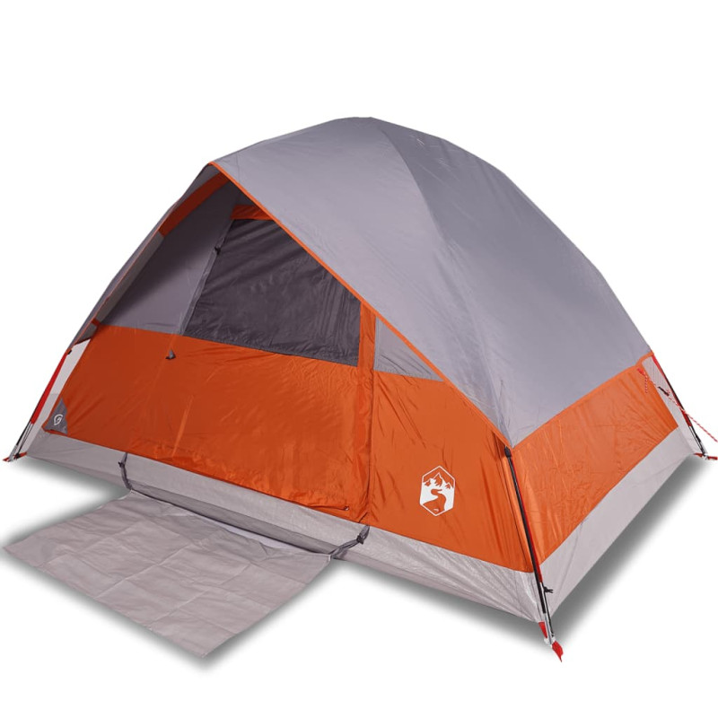 Tente de camping à dôme 4 personnes orange imperméable