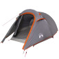 Tente de camping tunnel 2 personnes gris et orange imperméable