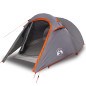 Tente de camping tunnel 2 personnes gris et orange imperméable