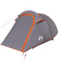 Tente de camping tunnel 2 personnes gris et orange imperméable