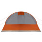 Tente familiale tunnel 7 personnes gris et orange imperméable