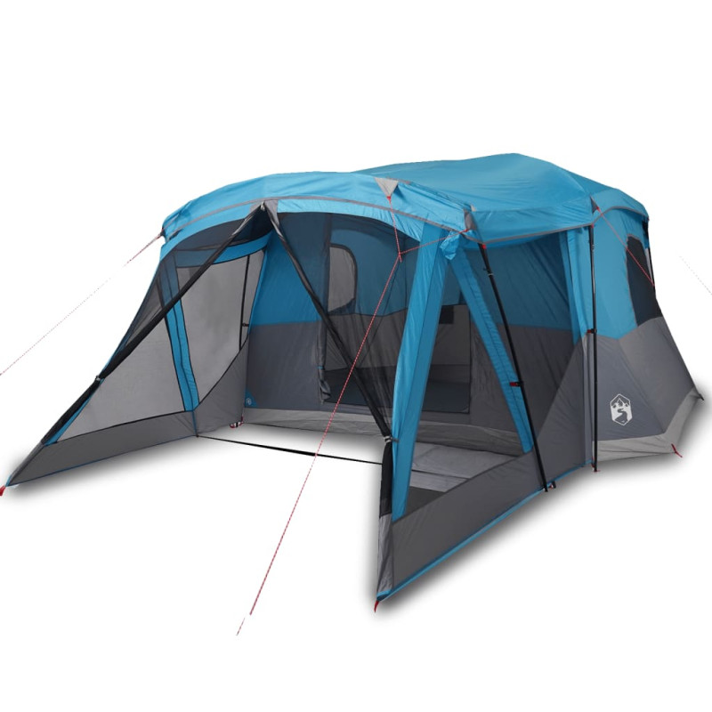 Tente de camping avec porche 4 personnes bleu imperméable