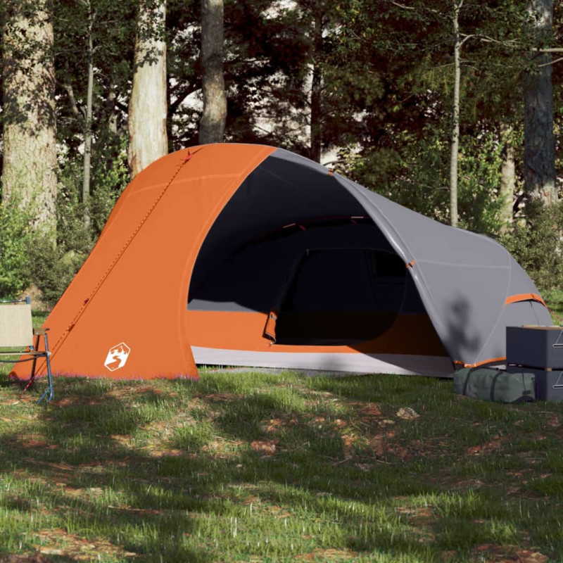 Tente de camping à dôme 4 personnes orange imperméable