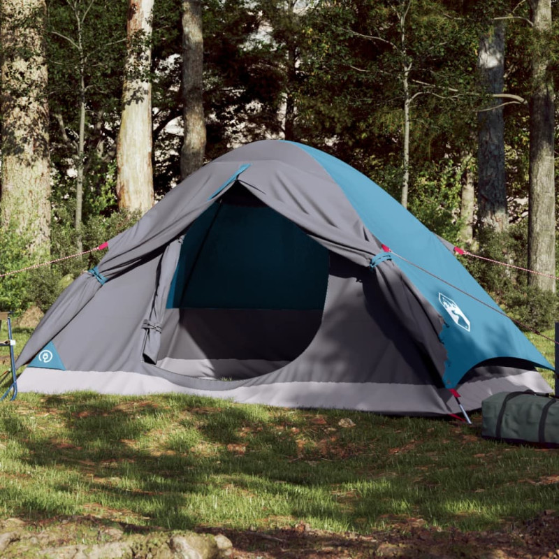 Tente de camping à dôme 2 personnes bleu imperméable