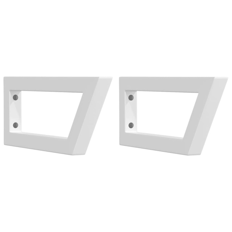 Supports d étagères pour lavabo 2 pcs blanc trapèze acier