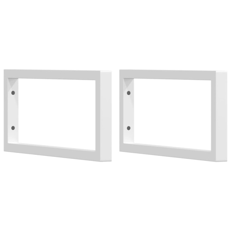 Supports d étagères pour lavabo 2 pcs blanc rectangulaire acier