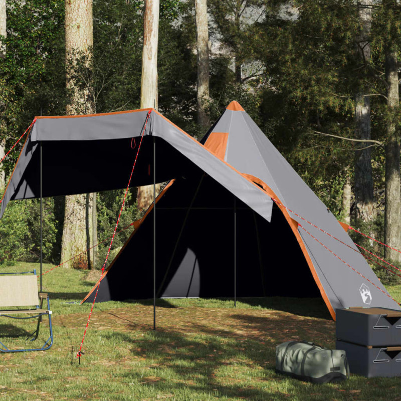 Tente de camping tipi 5 personnes gris imperméable