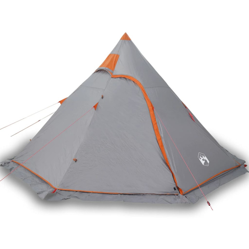 Tente de camping tipi 5 personnes gris imperméable