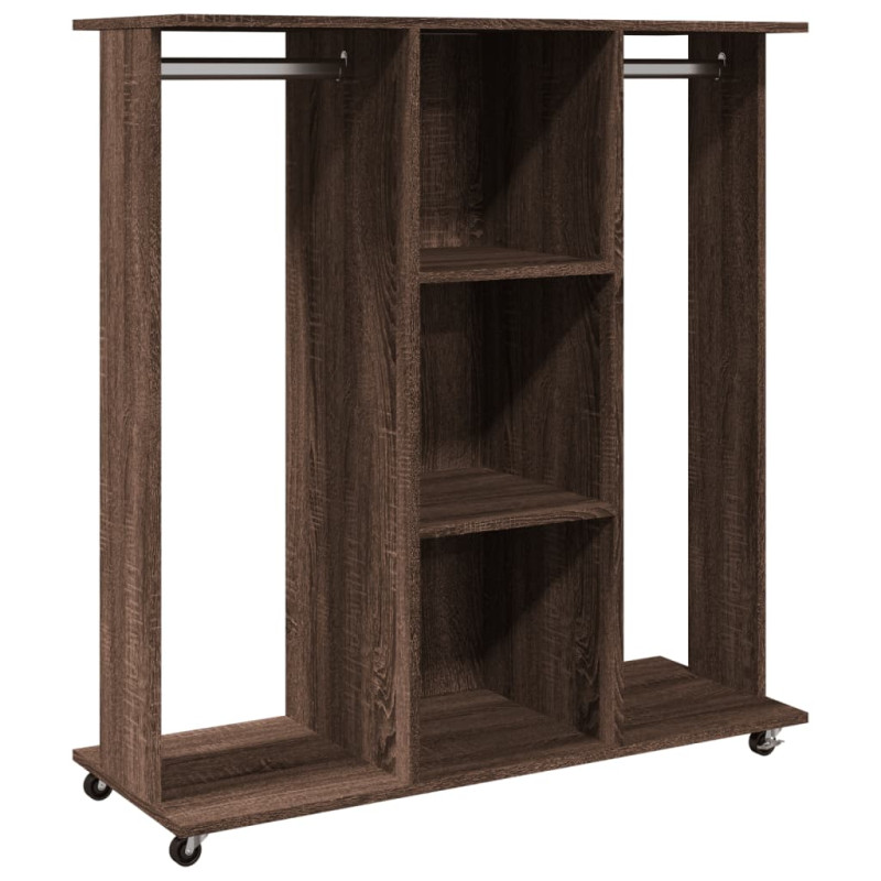 Garde robe avec roues chêne marron 102x38x110cm bois ingénierie