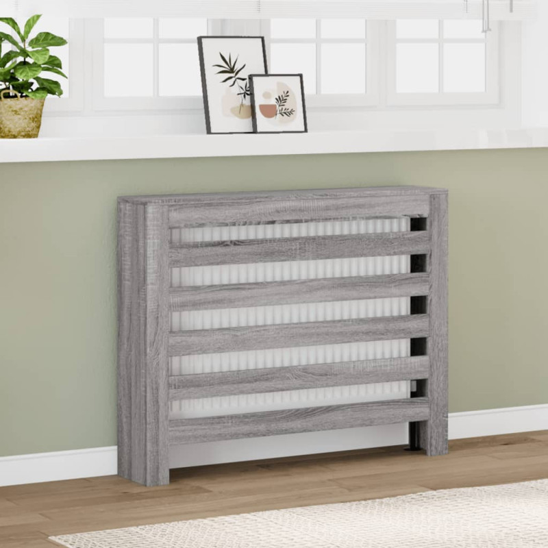 Cache radiateur sonoma gris 104x20x82 cm bois d ingénierie