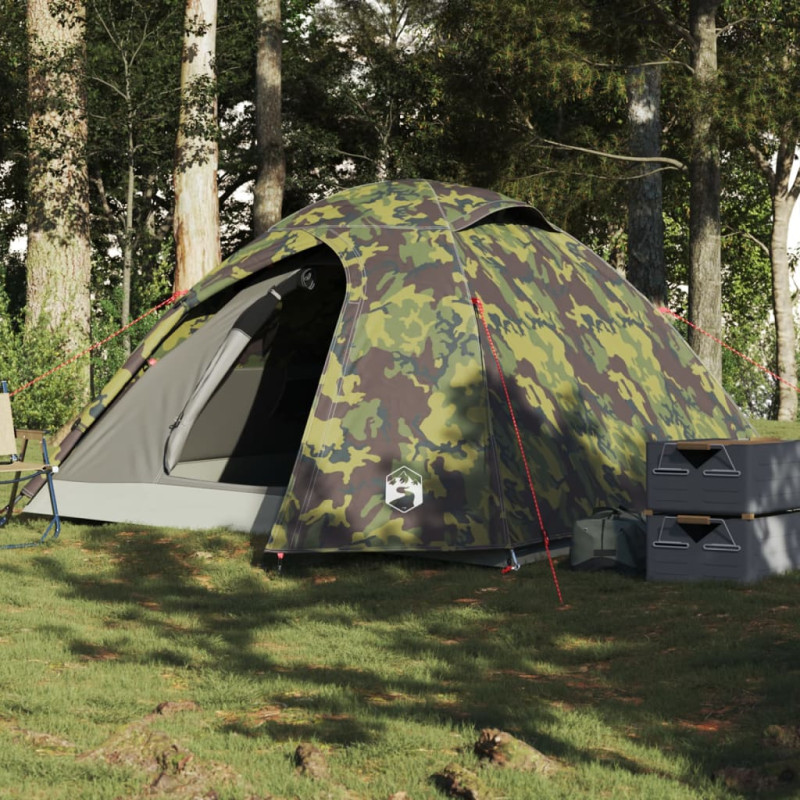 Tente de camping à dôme 3 personnes camouflage imperméable