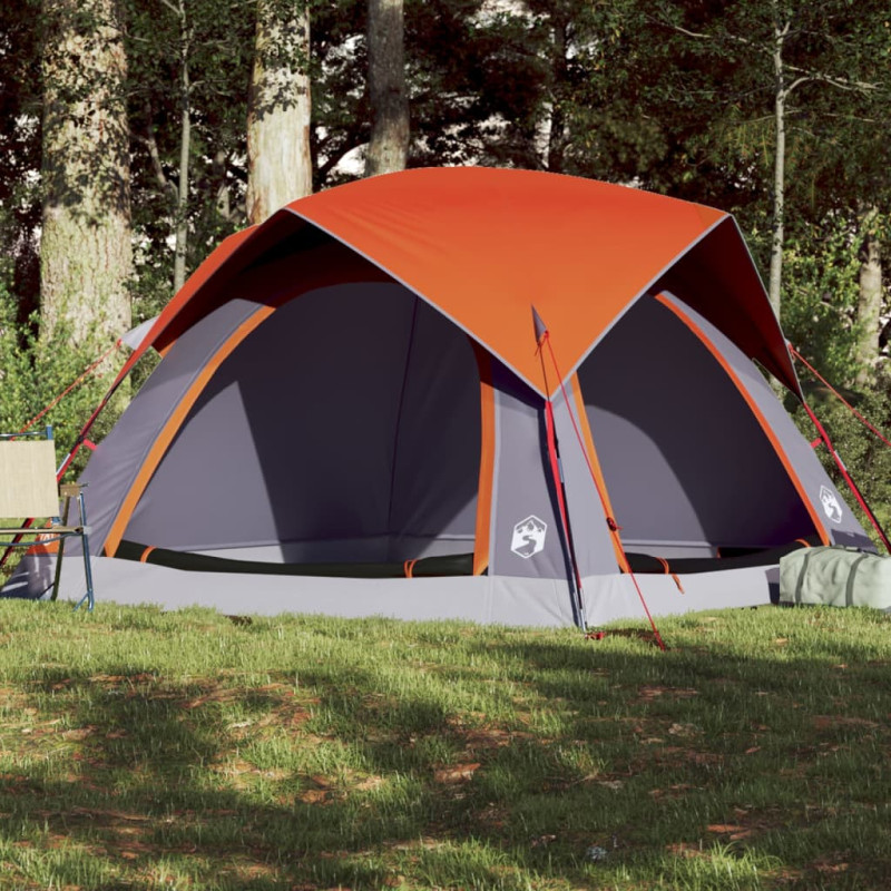 Tente de camping de cabine 4 personnes gris orange imperméable