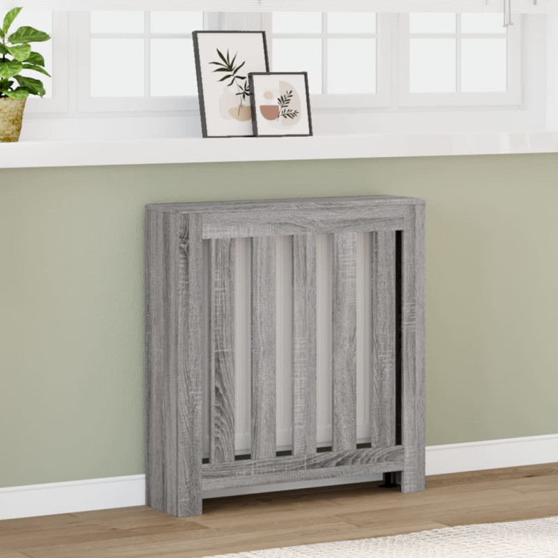 Cache radiateur sonoma gris 78x20x82 cm bois d ingénierie