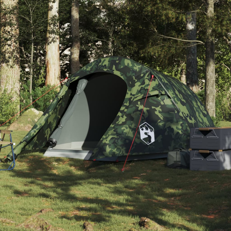 Tente de camping tunnel 3 personnes camouflage imperméable