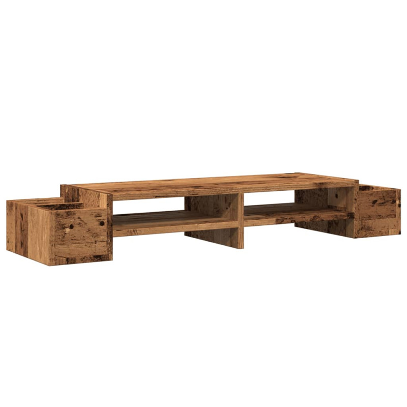 Support de moniteur avec rangement vieux bois bois d ingénierie