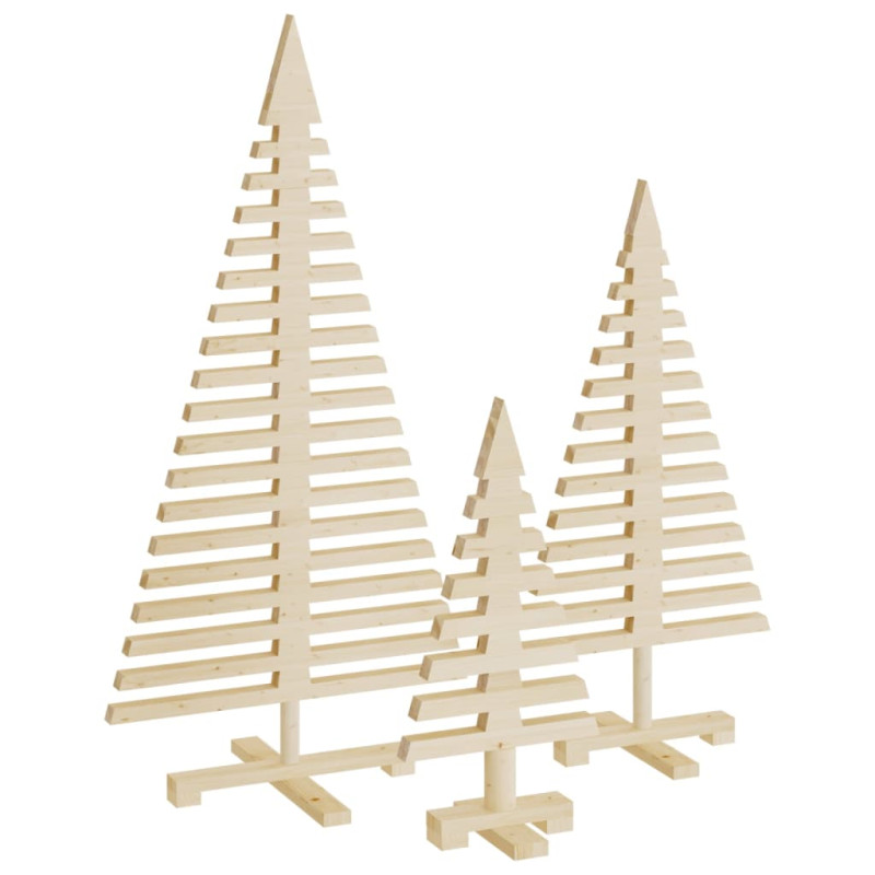 Arbres de Noël en bois pour décoration 3 pcs bois massif de pin