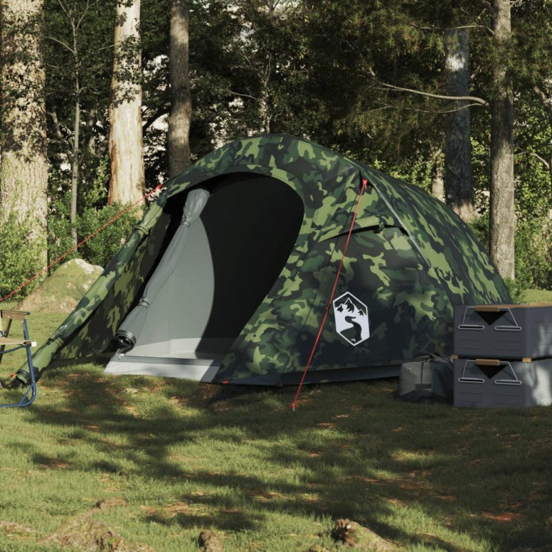 Tente de camping tunnel 2 personnes camouflage imperméable