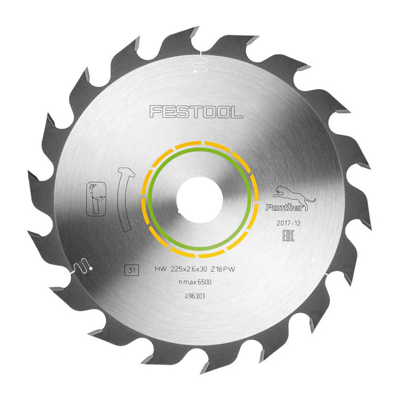 Lame de scie circulaire WOOD RIP CUT HW 225x2,6x30 PW18 FESTOOL 496303