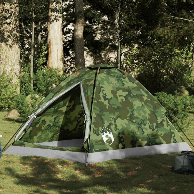 Tente de camping à dôme 2 personnes camouflage imperméable