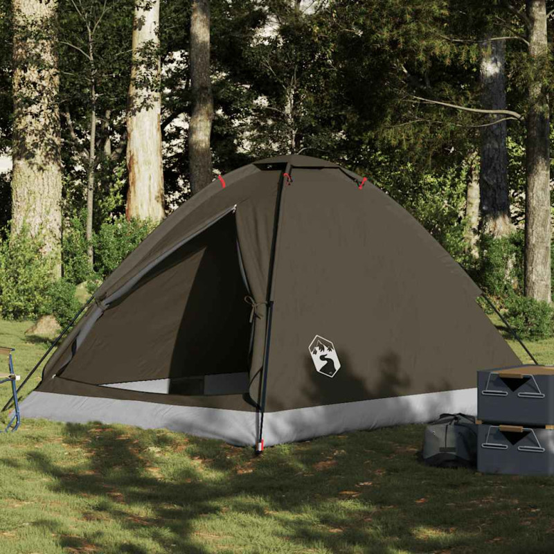 Tente de camping à dôme 4 personnes marron imperméable