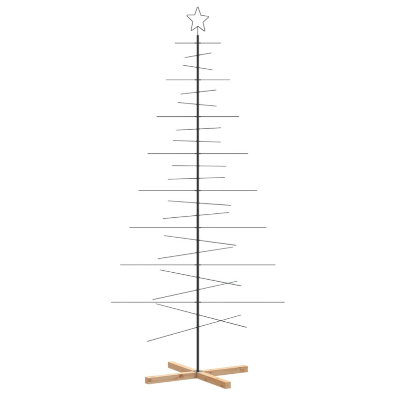 Arbre de Noël en métal avec base en bois noir 210 cm