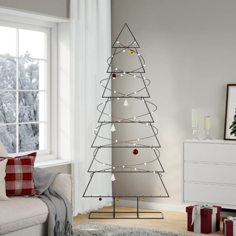 Arbre de Noël en métal pour décoration noir 210 cm