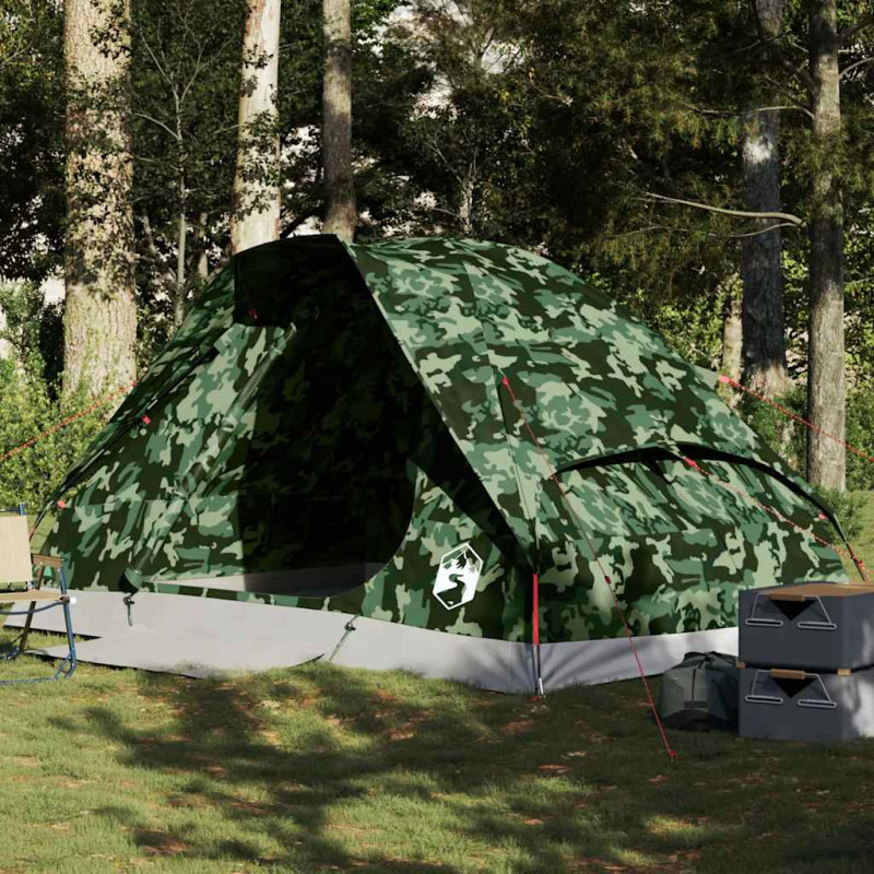 Tente de camping à dôme 4 personnes camouflage imperméable