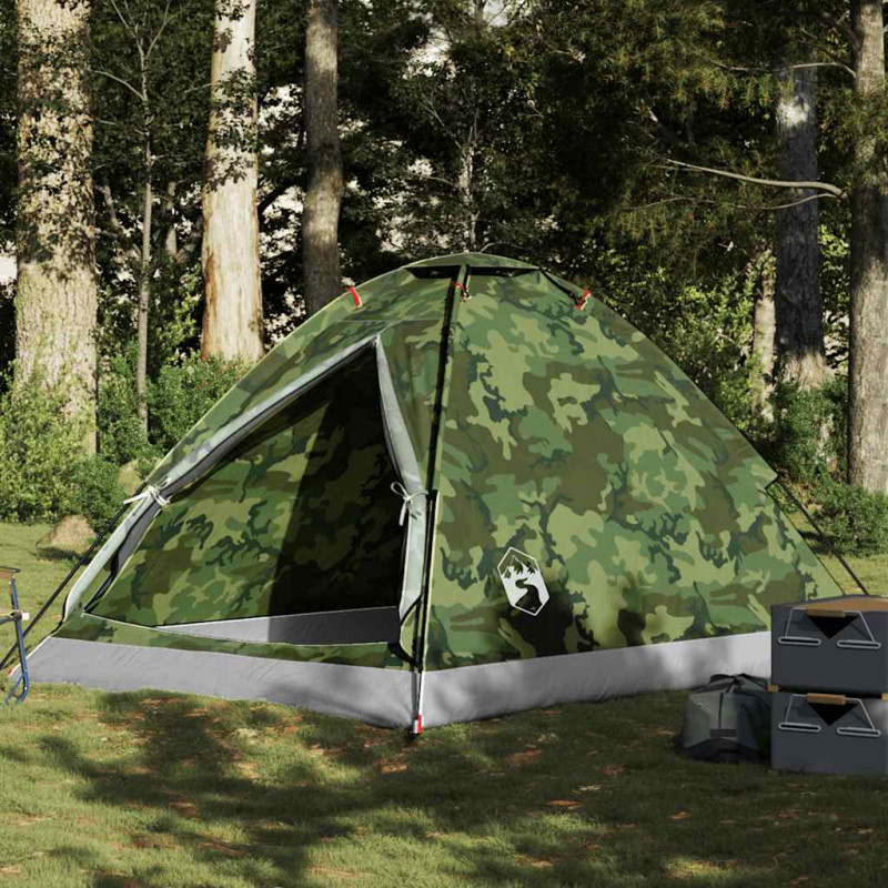 Tente de camping à dôme 4 personnes camouflage imperméable