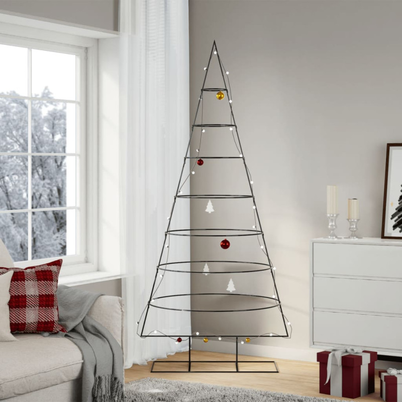 Arbre de Noël en métal pour décoration noir 210 cm