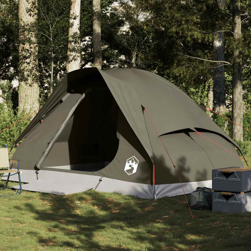 Tente de camping à dôme 4 personnes marron imperméable