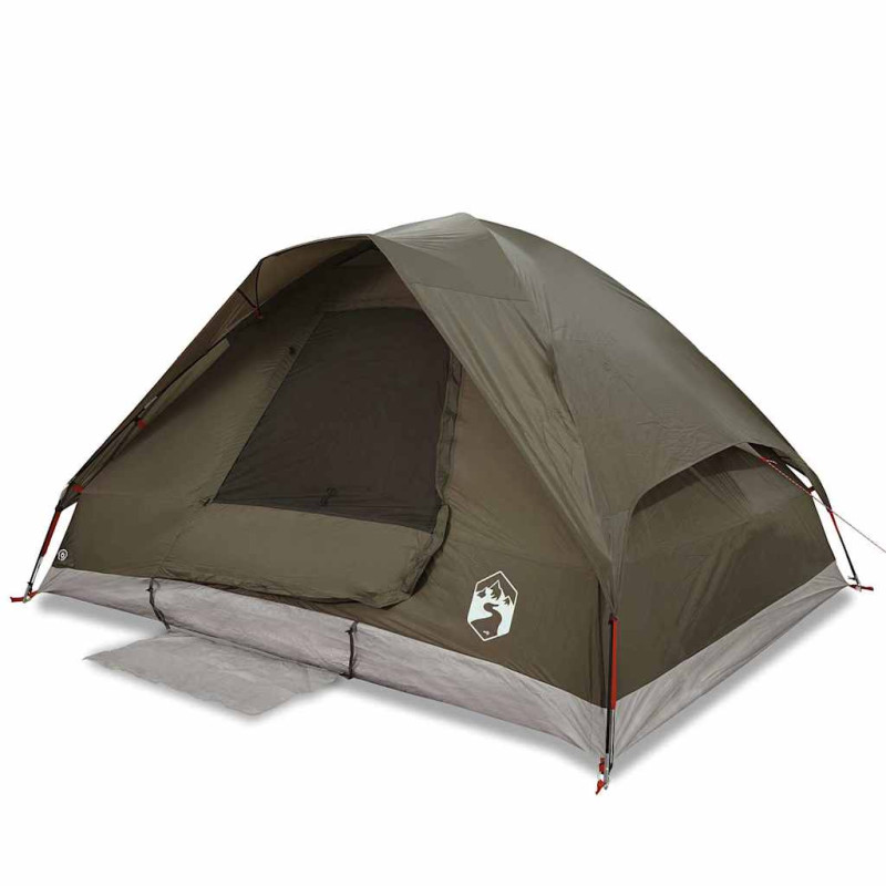 Tente de camping à dôme 4 personnes marron imperméable