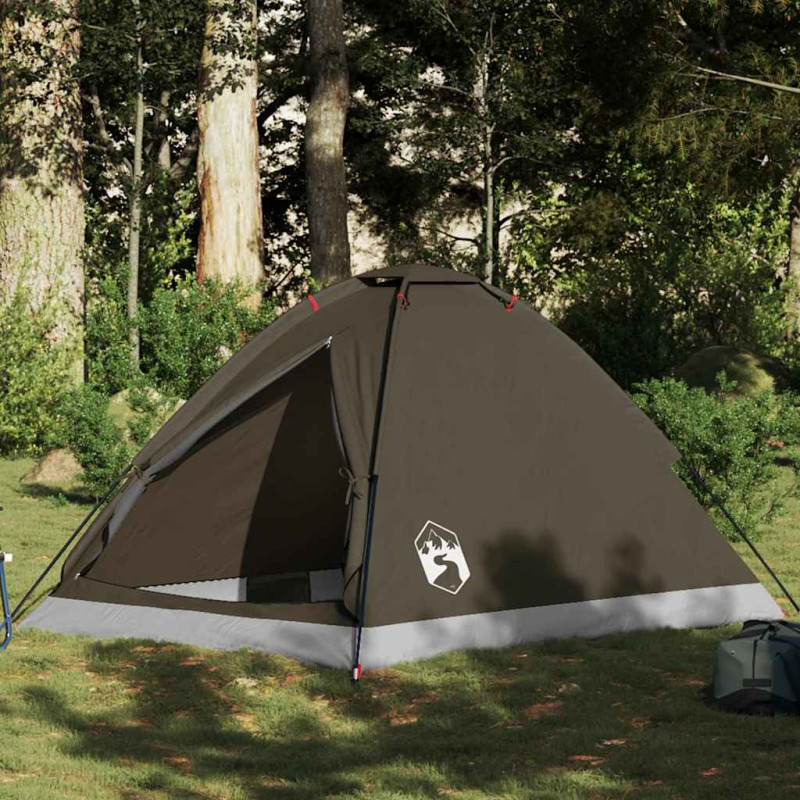 Tente de camping à dôme 2 personne marron imperméable