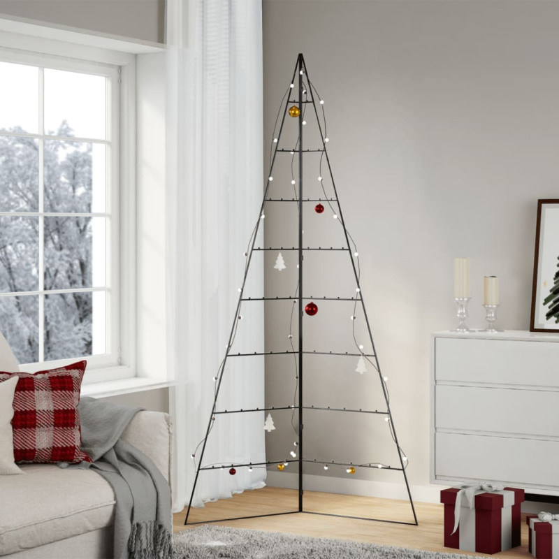 Arbre de Noël en métal pour décoration noir 210 cm